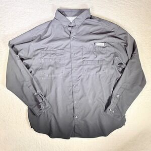 Columbia Men's Long Sleeve Fishing Hiking Gorepore Shirt Black PFG Venting XL